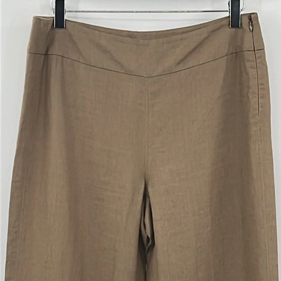 Max Mara 100% Linen Wide Leg Side Zip Trouser Pants in Camel - Size 8 - Picture 2 of 11